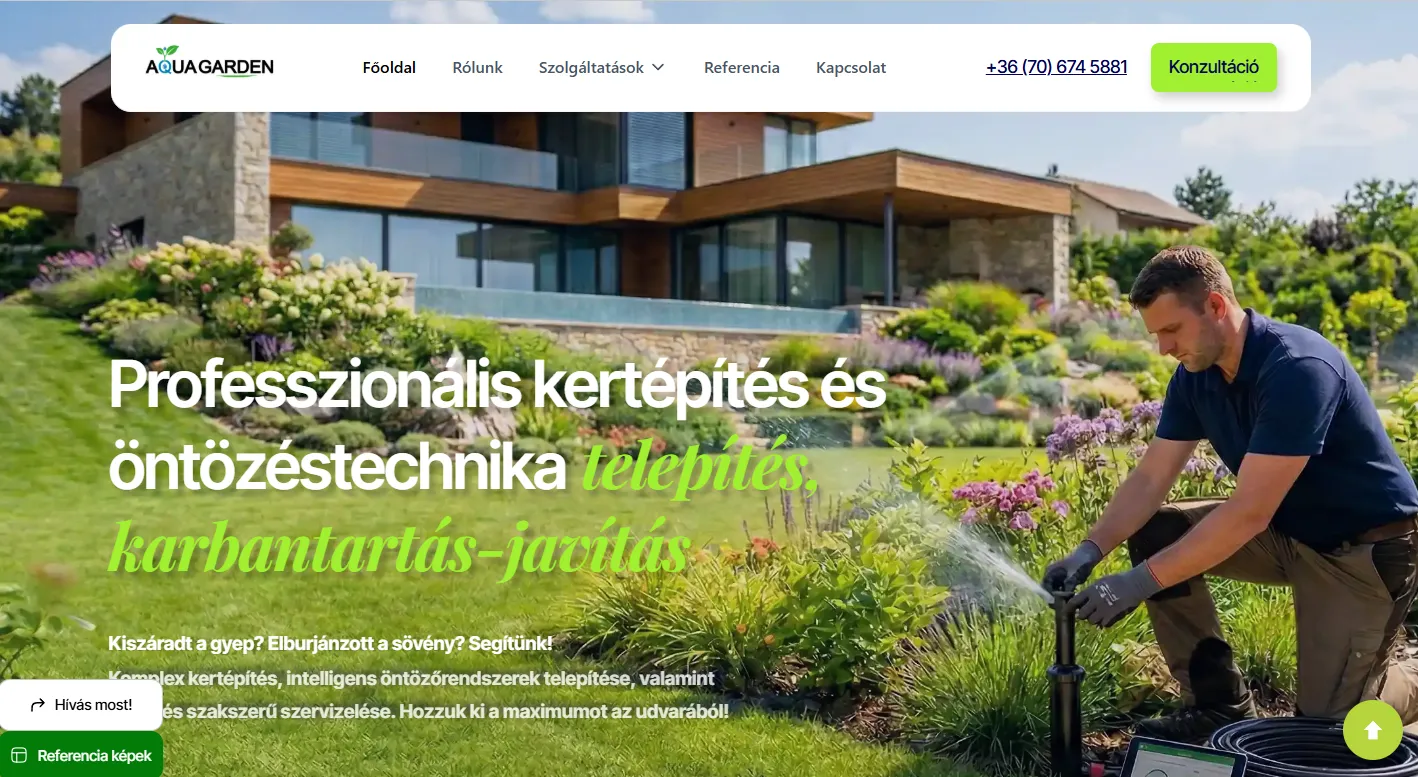Bemutatkozó weboldal készítés szolgáltatóknak - Aquagarden