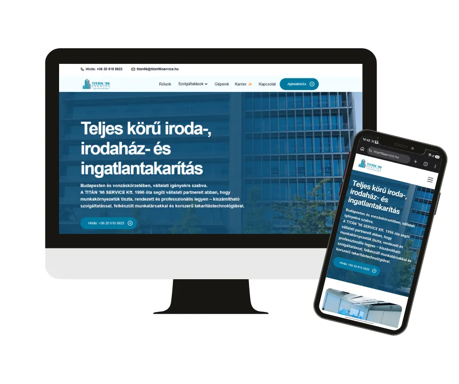 Iroda takarító szolgáltatás weboldal - Elevio Webstúdió referencia